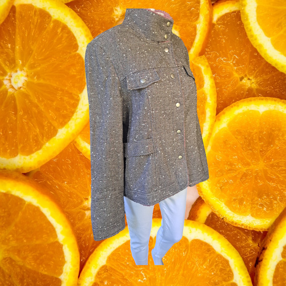 Simonton Says Gray‎ Marled With Pink Sherpa Collar Jacket Size Medium - Picture 1 of 10